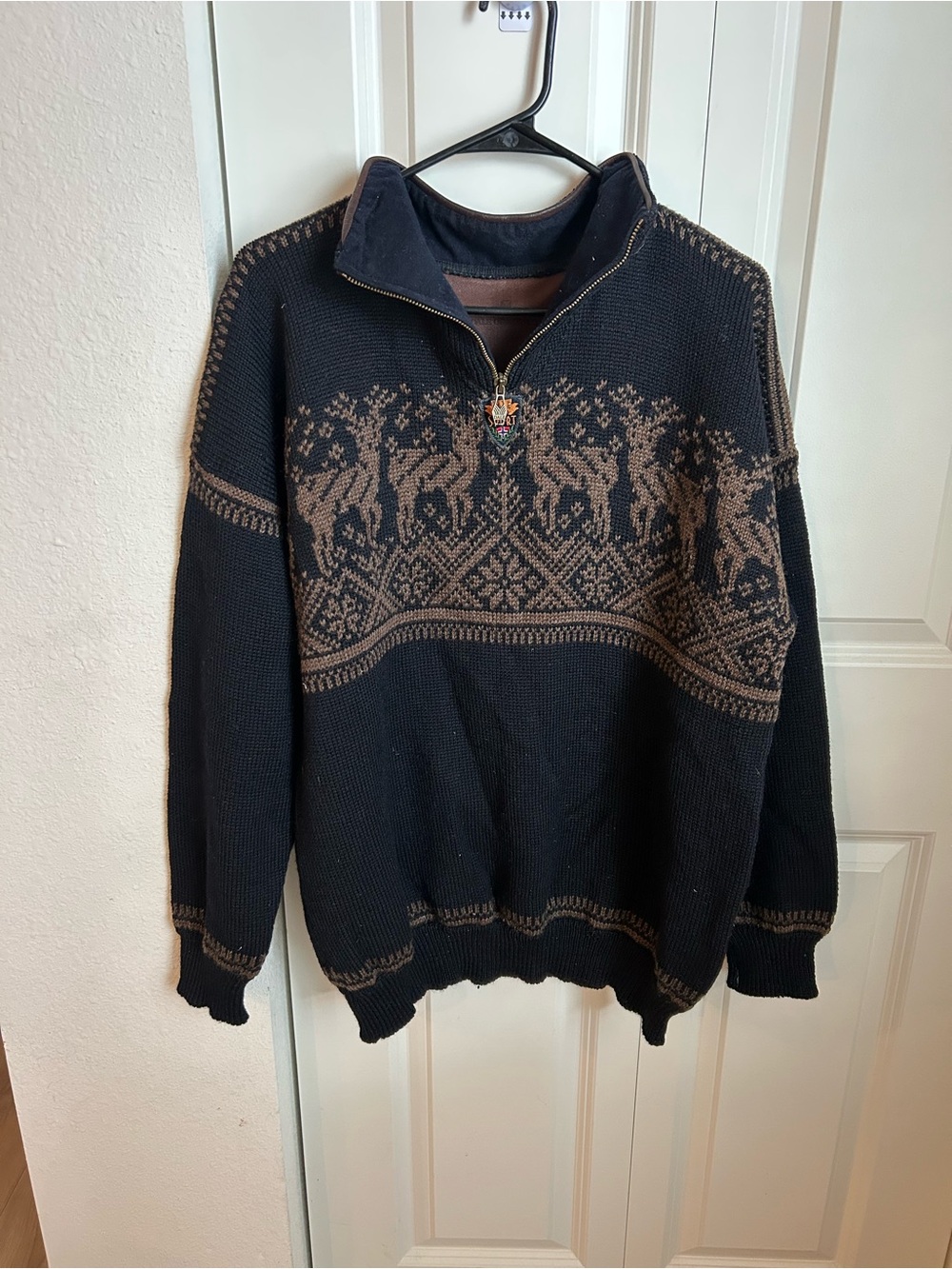 Dale of Norway Wool Nordic Quarter-Zip Sweater Size Large